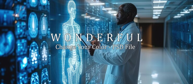 PSD doctor examining virtual human anatomy