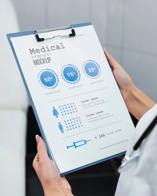 doctor holding clipboard mock-up