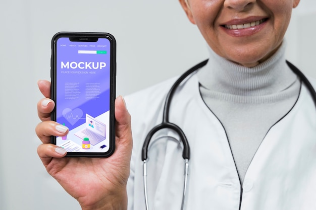 Doctor holding phone mock-up