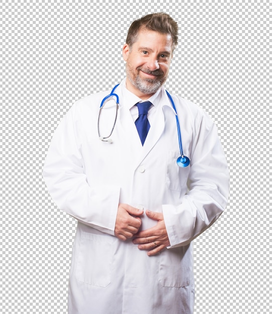 Uomo medico su sfondo bianco