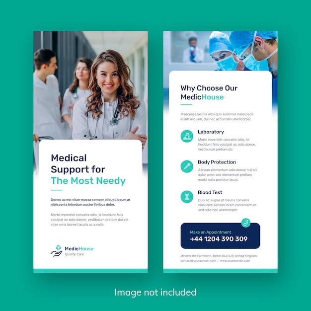 PSD doctor and medical service double sided flyer template