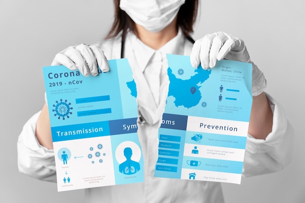 doctor ripping coronavirus mock-up