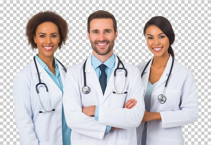 PSD doctor team isolated on transparent background