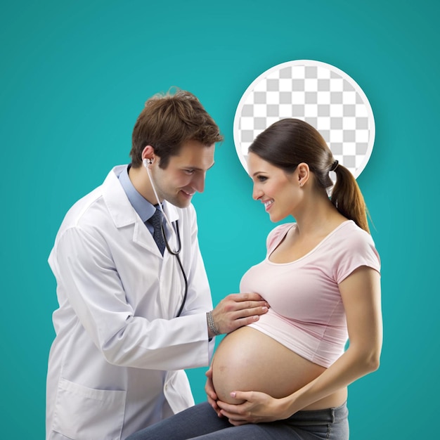 Doctor touches the belly of a pregnant woman