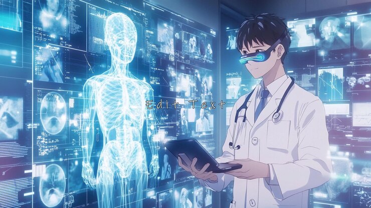 PSD doctor using ar to examine 3d holographic human anatomy