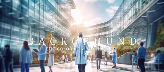 Doctor walking luxury hospital building background