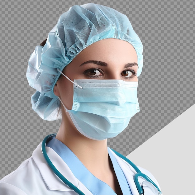 PSD doctor wear face mask png isolated on transparent background