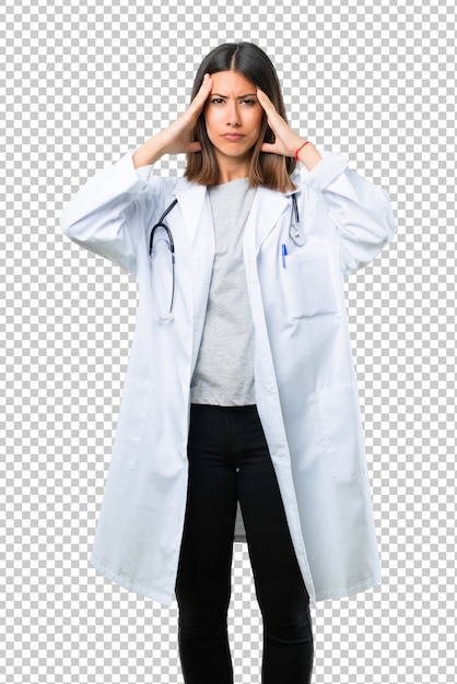 PSD doctor woman with stethoscope unhappy and frustrated with something. negative facial expression