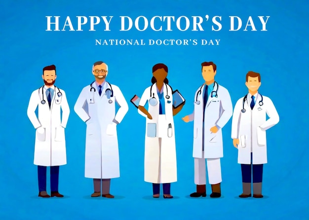 PSD День врачей с фоном дизайн баннера медицинской помощи с изображением врачей фоновое изображение