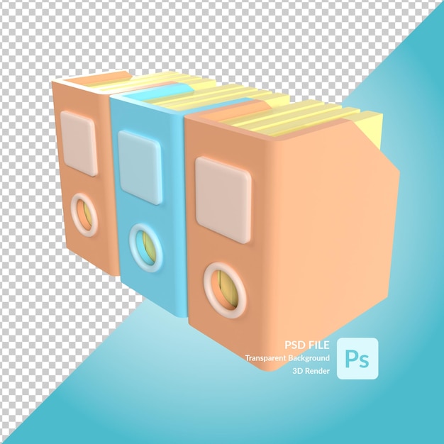 PSD document archive 3d illustration rendering