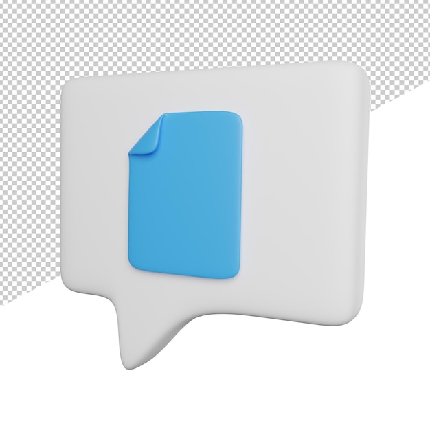 Document chat file side view 3d rendering illustration on transparent background