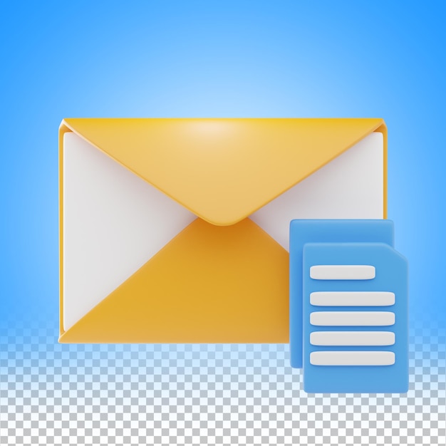 document email 3d icon and illustration