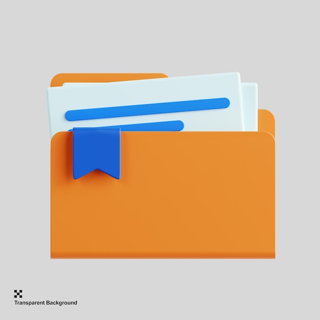 PSD document folder 3d render illustration