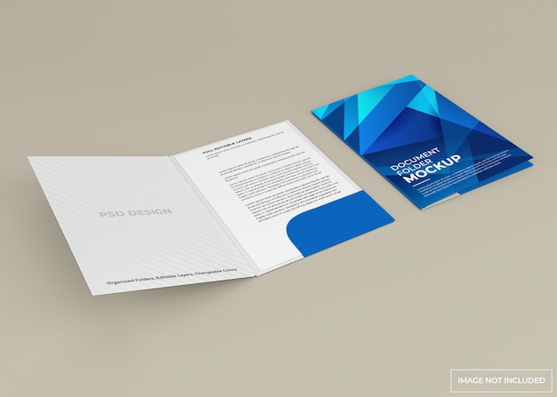 Document folder mockup design isolated