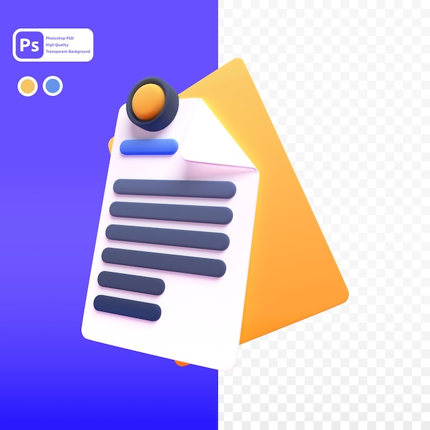 document in 3d render for graphic asset web presentation or other
