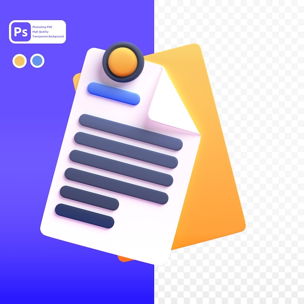 document in 3d render for graphic asset web presentation or other