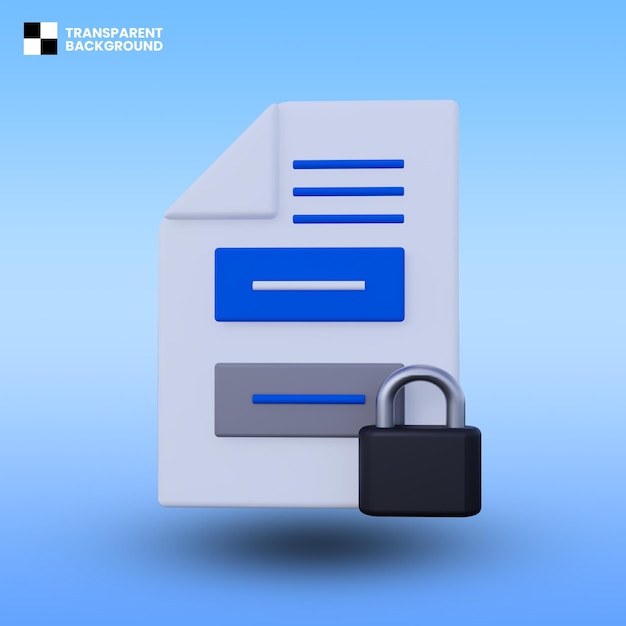 document lock 3d icon isolated