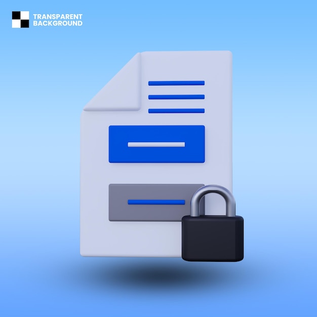 PSD document lock 3d icon isolated