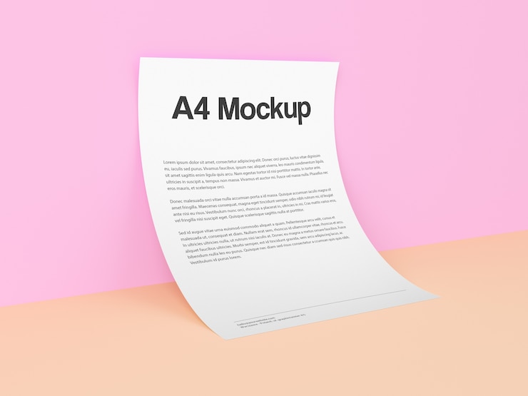 PSD document on pink background mock up