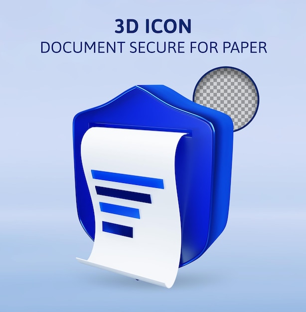 PSD documento sicuro per l'illustrazione della rappresentazione 3d della carta