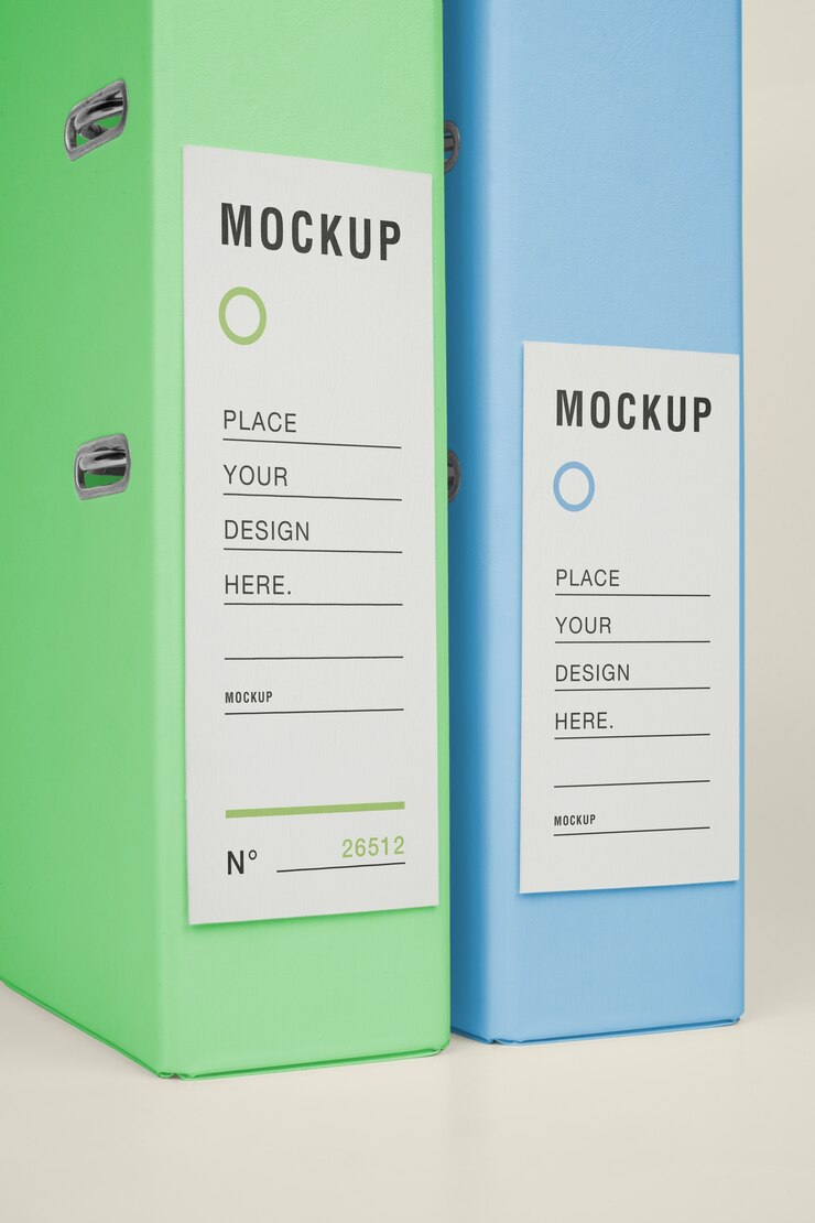 PSD document storage folders with adhesive labels