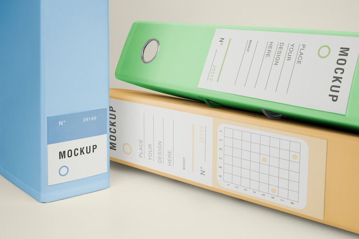 PSD document storage folders with adhesive labels