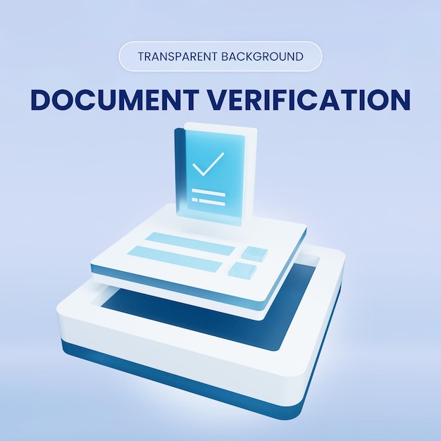 PSD document verification 3d rendering illustration