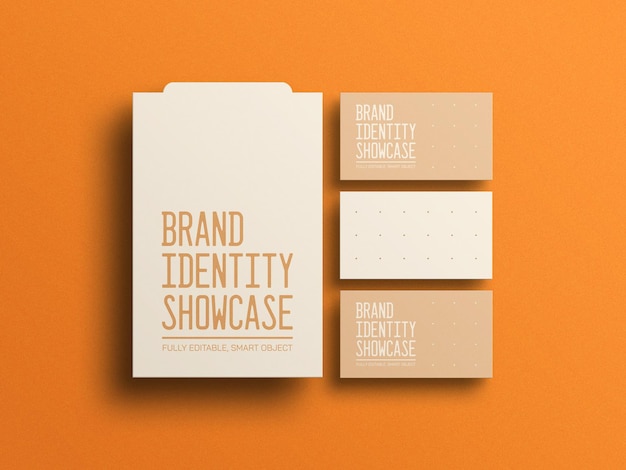 Document with business card stationery mockup