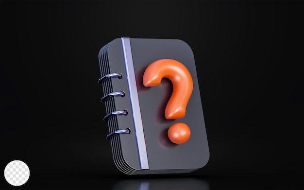 Document with question mark sign on dark background 3d render concept for problem files