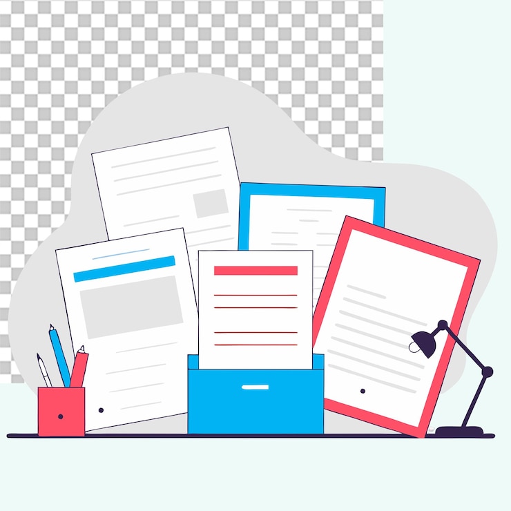 PSD documents concept illustration representing paperwork data storage and digital files