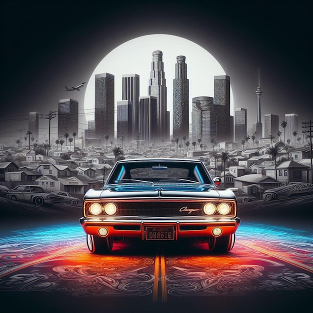 PSD dodge charger 1968 classic v8 muscle car pic poster vintage iperalistico