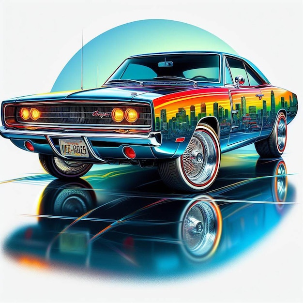 PSD dodge charger 1968 classic v8 muscle car pic poster vintage iperalistico