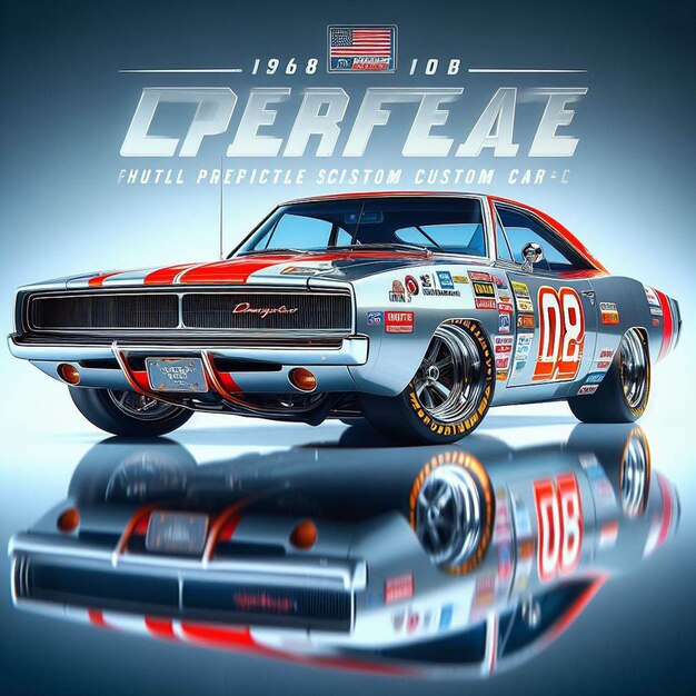 Dodge charger 1968 nascar racing car pic poster vintage di muscle car iperale