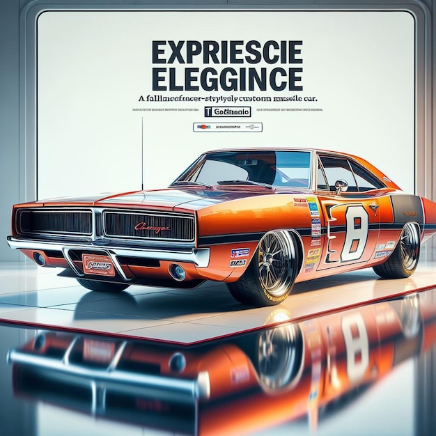 PSD dodge charger 1968 nascar racing car pic poster vintage di muscle car iperale