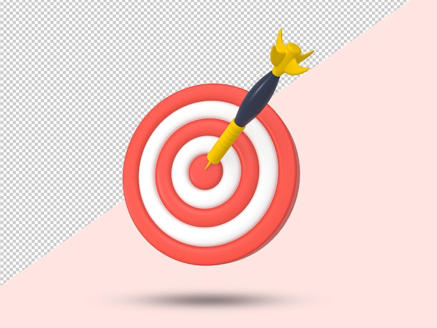Doelpijlsucces 3D-pictogram Dartbordpijlpictogram Bedrijfssuccesconcept 3D-dartbordpictogram