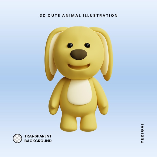 Illustrazioni di simpatici animali 3d per cani