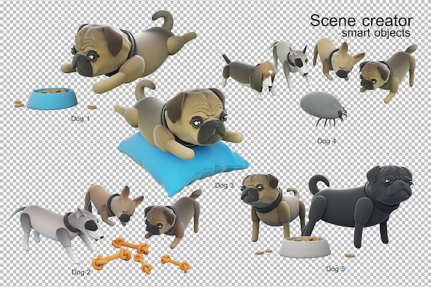 Illustrazione 3d di attività del cane isolata