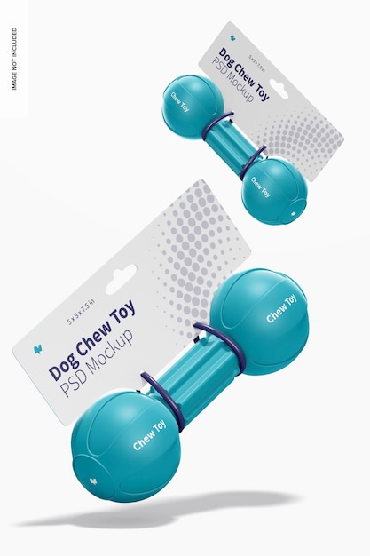 Dog barbell chew toys packaging mockup, falling