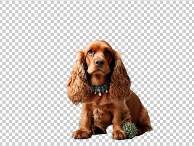 Dog beautiful cocker spaniel with big cactus png