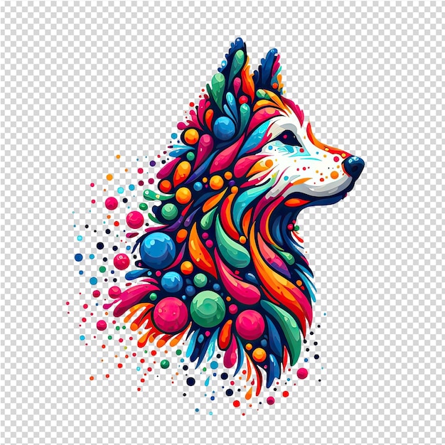 PSD a dog head with colorful spots on its face