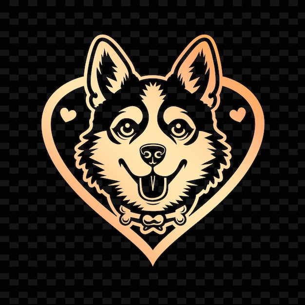 PSD a dog head with a heart on it