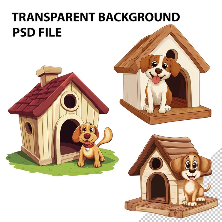 PSD dog house isolated on transparent background