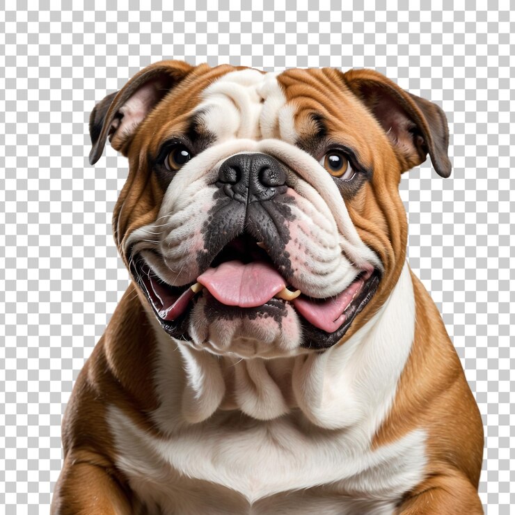 PSD a dog is sitting in front of a transparent background with a pink tongue sticking out