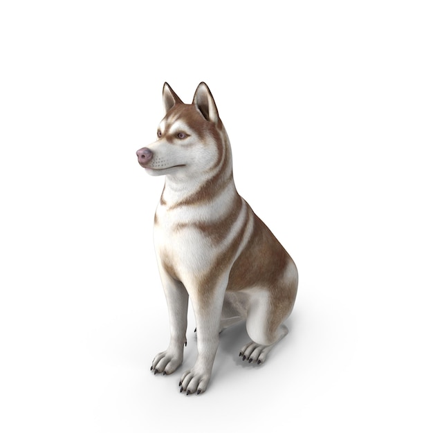白い背景に座っている犬