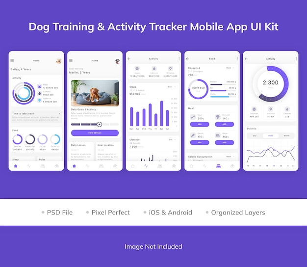 Dog Training and Activity Tracker Mobile App UI Kit