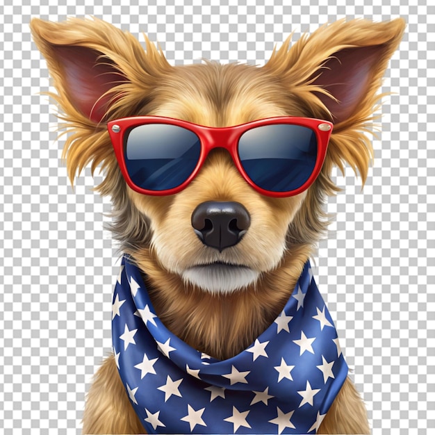 Dog wearing amarican flag scarf