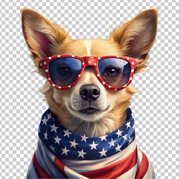 PSD アメリカ国旗のスカーフを着た犬