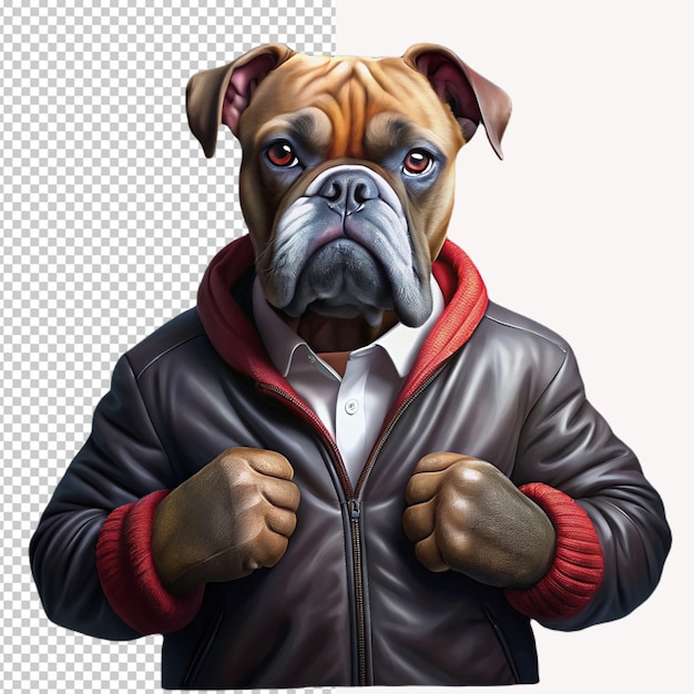 PSD dog wearing boxing gloves on transparent background