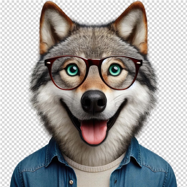 PSD a dog wearing glasses and a sweater with a dog wearing a shirt that says quot wolf quot