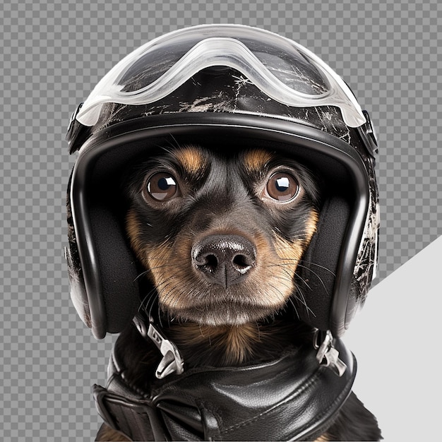 PSD dog wearing safery helmet face shot png isolated on transparent background